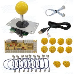 DIY Yellow Arcade Joystick and Buttons Kit for Arcade Machines