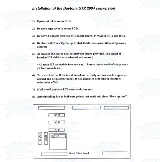 Daytona GTX 2004 Upgrade Kit for Daytona USA - Instructions