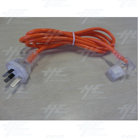 Power Cable 240V 10A AUST R/A Socket Orange - 2m - Front View