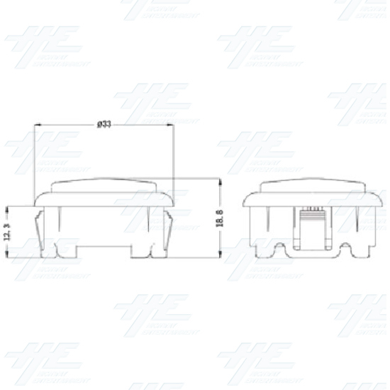 Arcade Pushbutton 33mm - Yellow - Measurement Diagram