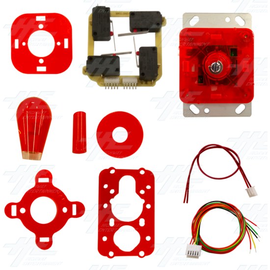 Red Illuminated Joystick for Arcade Machine - Kit View