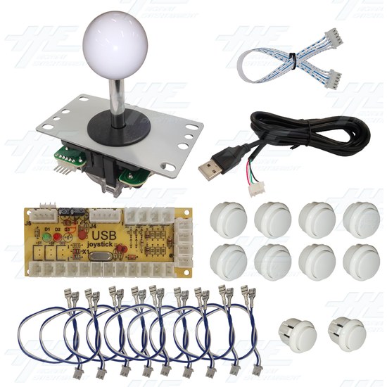 DIY White Arcade Joystick and Buttons Kit for Arcade Machines - PC Joystick Control Kit