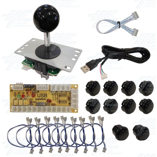 DIY Black Arcade Joystick and Buttons Kit for Arcade Machines - PC Black Joystick Control Kit