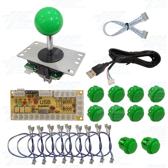 DIY Green Arcade Joystick and Buttons Kit for Arcade Machines - PC Joystick Control Kit