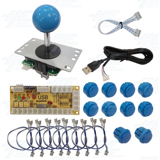 DIY Blue Arcade Joystick and Buttons Kit for Arcade Machines - PC Joystick Control Kit