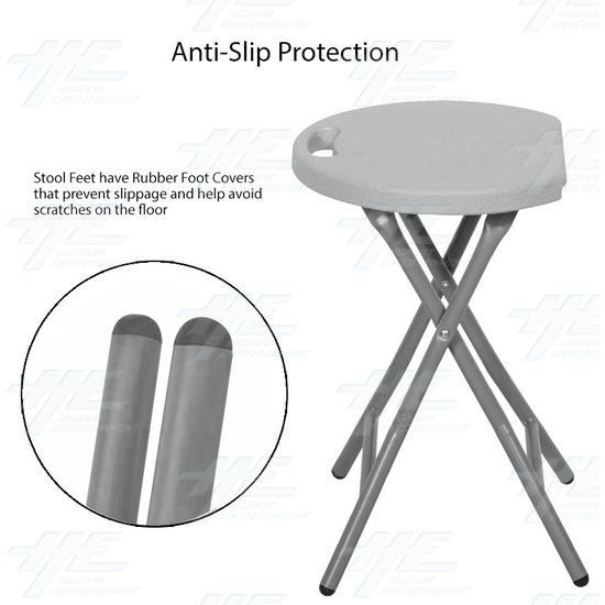 Plastic Fold Out Stool - (Black Version) - Anti-Slip Feet