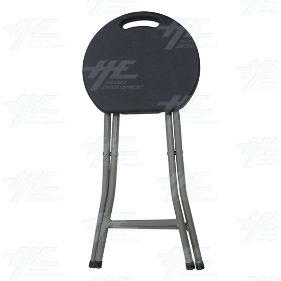 Plastic Fold Out Stool - (Black Version) - Folded - Front View