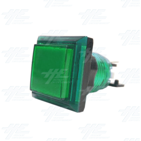 Square 33mm Illuminated Push Button Set - Green - Square 33mm Illuminated Push Button - Green Angle View