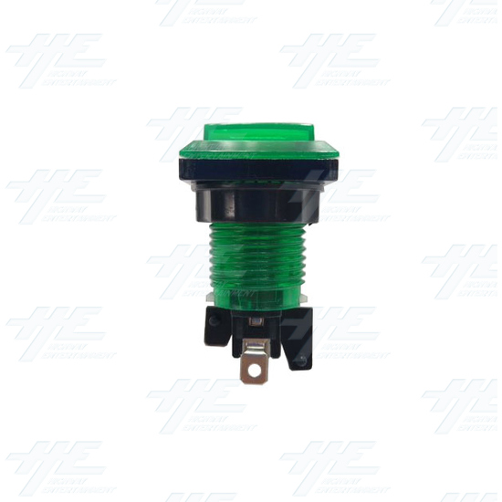 Square 33mm Illuminated Push Button Set - Green - Square 33mm Illuminated Push Button - Green Side View