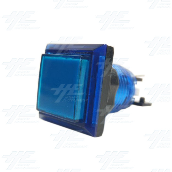 Square 33mm Illuminated Push Button Set - Blue - Square 33mm Illuminated Push Button - Blue Angle View