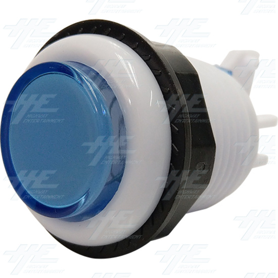 33mm White Rim Pushbutton Eco Series - Blue - White Rim Pushbutton Eco Series - Blue Angle View