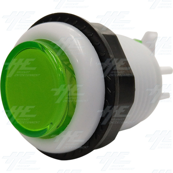 33mm White Rim Pushbutton Eco Series - Green - White Rim Pushbutton Eco Series - Green Angle View