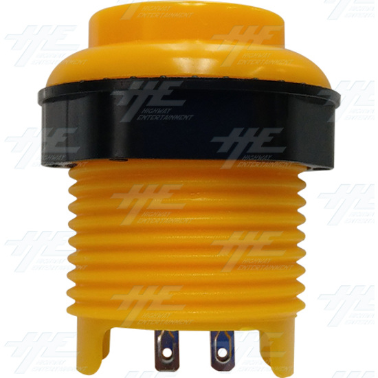 33mm Arcade Push Button with Inbuilt Microswitch - Yellow - Convex - Yellow Push Button with Inbuilt Microswitch