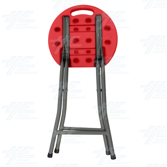 Plastic Fold Out Stool - (Red Version) - Folded - Back View