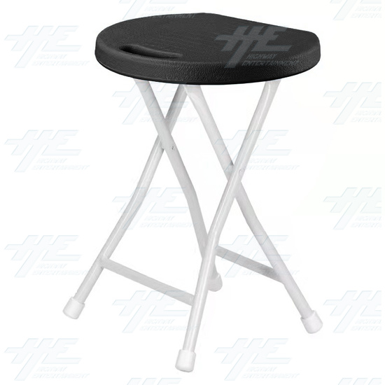 Plastic Fold Out Stool with White Frame - Black - Plastic Fold Out Stool with White Frame - Black