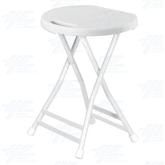 Plastic Fold Out Stool with White Frame - White - Plastic Fold Out Stool with White Frame -White