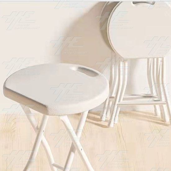 Plastic Fold Out Stool with White Frame - White - Perfect For Indoors