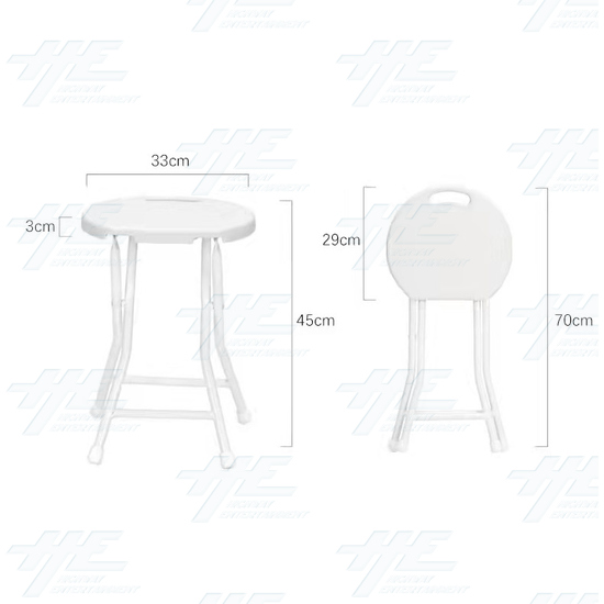 Plastic Fold Out Stool with White Frame - White - Dimensions