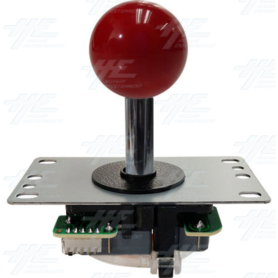 Arcade Joystick (Sanwa Style) with Blade Microswitch PCB and Round Restrictor Plate - Red - Side View