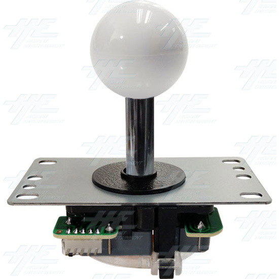 Arcade Joystick (Sanwa Style) with Microswitch PCB and 4/8 Way Restrictor Plate - White - Side View