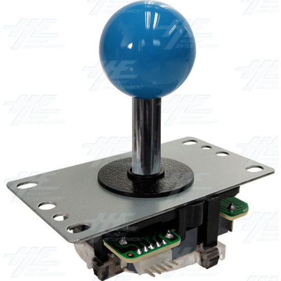 Arcade Joystick (Sanwa Style) with Microswitch PCB and 4/8 Way Restrictor Plate - Blue - Angle View