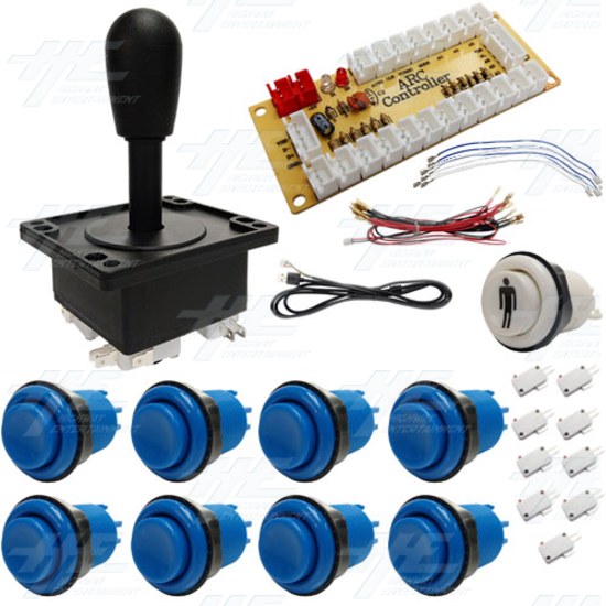 Single Player Arcade Kit for PC (DIY Type B) - Single Player American Style Joystick, Buttons and USB Encoder Kit - Full Kit