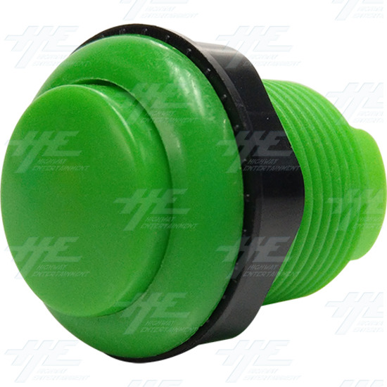 33mm Arcade Push Button with Inbuilt Microswitch - Green - Convex - Push Button with Inbuilt Microswitch - Green - Convex