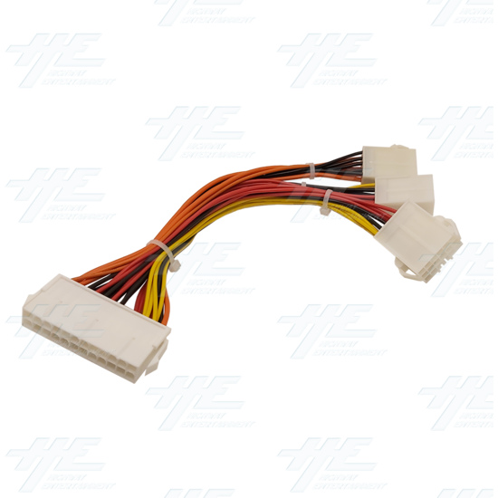 Sega Model 3 Power Supply to ATX Power Supply Adaptor for Daytona and Sega Rally - 17cm 24 pin connector to 18 pin /12 pin and 10 pin connectors Cable Angle 1