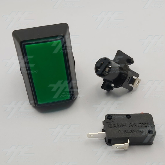 Rectangular High Profile Illuminated Push-Button - Green - No Bulb Included - Pushbutton and Switch/Housing