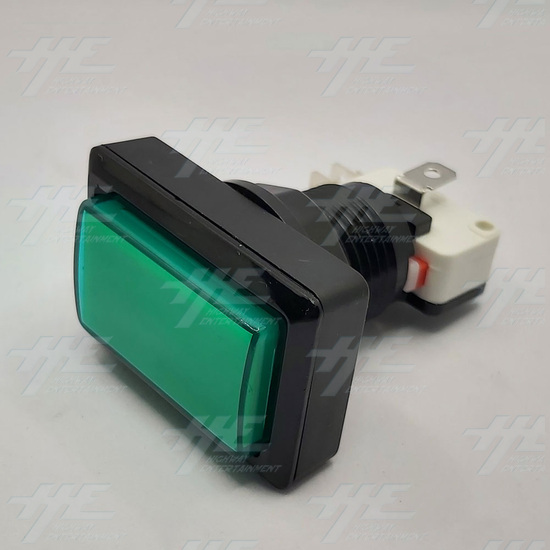 Rectangular Low Profile Illuminated Push-Button - Green - Bulb Included - Rectangular Low Profile Illuminated Push-Button