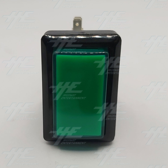 Rectangular Low Profile Illuminated Push-Button - Green - Bulb Included - Rectangular Low Profile Illuminated Push-Button