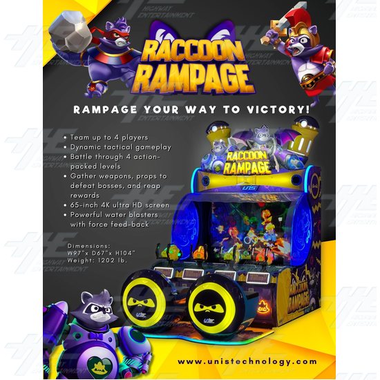 Raccoon Rampage - Water Blasting Arcade Machine - Raccoon Rampage Flyer