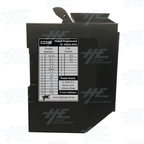 Coin Controls C220B Electronic Coin Mech - Top Load / Front Reject - Pinball Programmed - ID6025-0002---C220B-Pinball-Programmed Left View