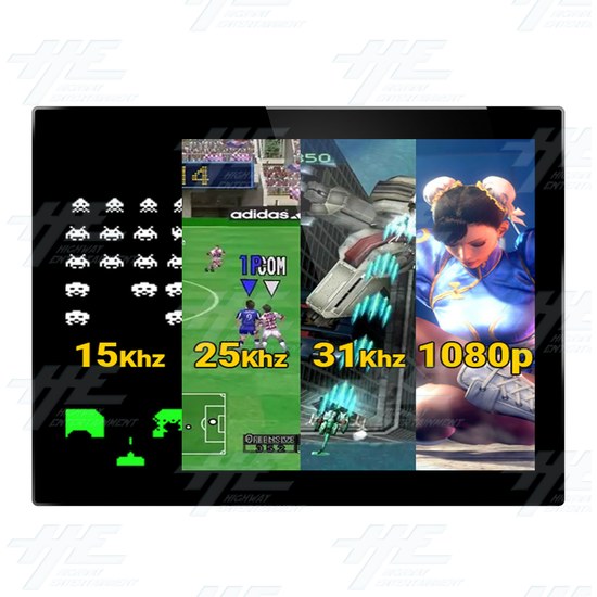 20.1 inch 4:3 Slimline Arcade LCD Monitor - 15khz 25khz 31khz up to 1600x1200 - 20.1" 4:3 LCD Professional Slimline VESA Monitor - Supported Frequencies