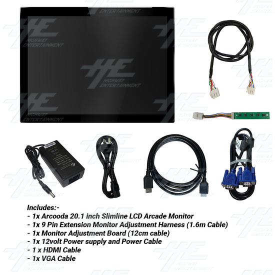 20.1 inch 4:3 Slimline Arcade LCD Monitor - 15khz 25khz 31khz up to 1600x1200 - 20.1 inch 4:3 Slimline Arcade LCD Monitor - Full Kit