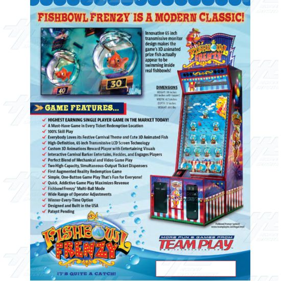 Fishbowl Frenzy Twin set Arcade Machine - Fishbowl Frenzy Arcade Machine Brochure