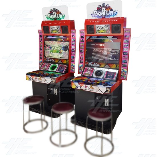 Beat On With Pump It Up Infinity 2017 Dance Game Machine - side view of two machines