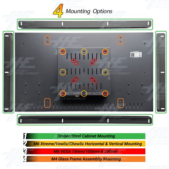 32 inch Arcade LCD Panel Monitor Arcooda 15khz to 1080P V31 - 4 Mounting Options