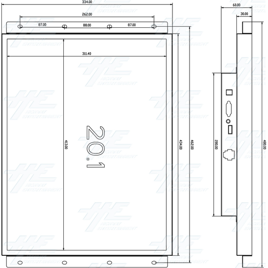 20 inch LCD 4:3 Arcade Monitor (V31) - 20 Inch Monitor Dimensions.jpg