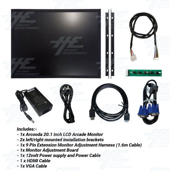 20.1 inch 4:3 Ratio Arcade Monitor 15khz 24khz 31khz up to 1600x1200 (LED Backlight) - Full Kit