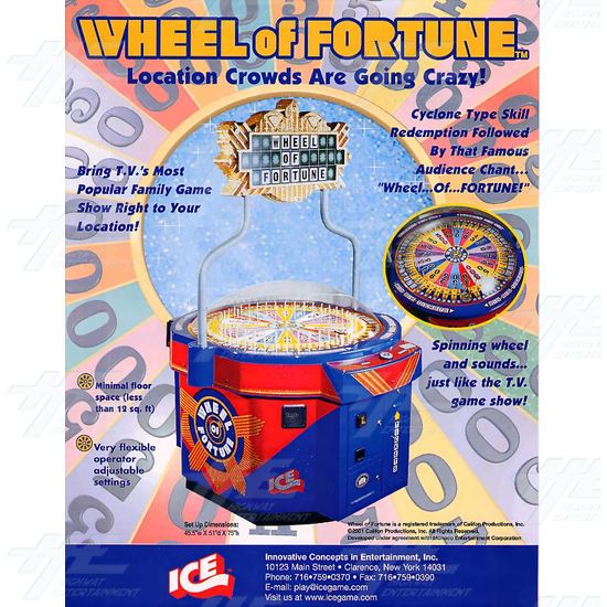 ICE'S Wheel of Fortune Ticket Redemption Arcade Machine (NSW) - Wheel of Fortune Brochure