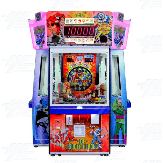 DC Superheroes 4 Player Ticket Pusher Machine  - The Flash design
