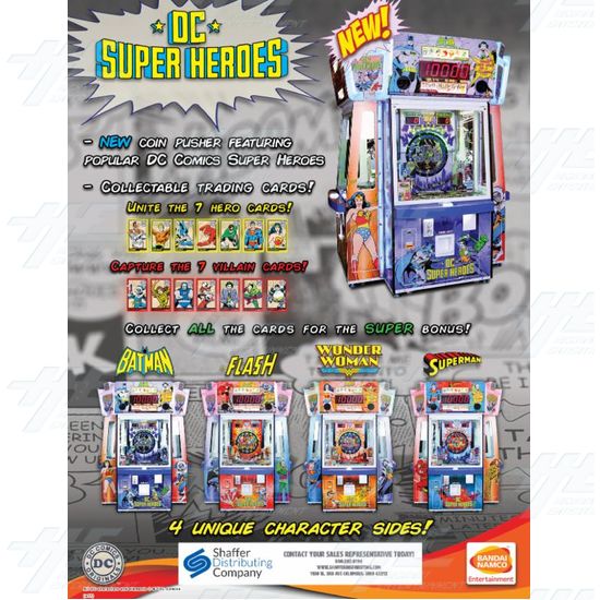 DC Superheroes 4 Player Ticket Pusher Machine  - Flyer 
