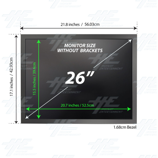 26 inch 4x3 LCD Monitor for Arcade Machine 2880x2160 (with Bonuses) - 26 inch 4x3 LCD Monitor for Arcade Machine 2880x2160 Monitor Dimensions