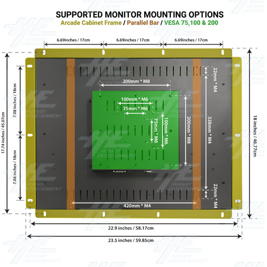 26 inch 4x3 LCD Monitor for Arcade Machine 2880x2160 (with Bonuses) - 26 inch 4x3 LCD Monitor for Arcade Machine 2880x2160 Mounting Options