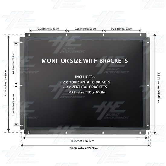 35 inch 4x3 LCD Monitor for Arcade Machine 2880x2160 (Factory Second) - 35 inch 4x3 LCD Monitor for Arcade Machine 2880x2160 Dimensions