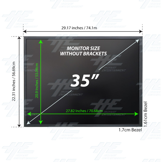 35 inch 4x3 LCD Monitor for Arcade Machine 2880x2160 (Factory Second) - 35 inch 4x3 LCD Monitor for Arcade Machine 2880x2160 Dimensions
